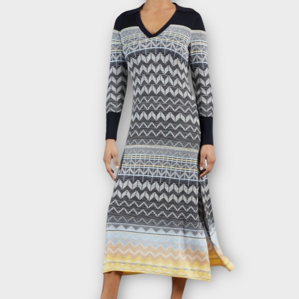 Ted Baker Women’s Hollis Dress Size US 8 Jacquard Knit Polo Midi Feminine